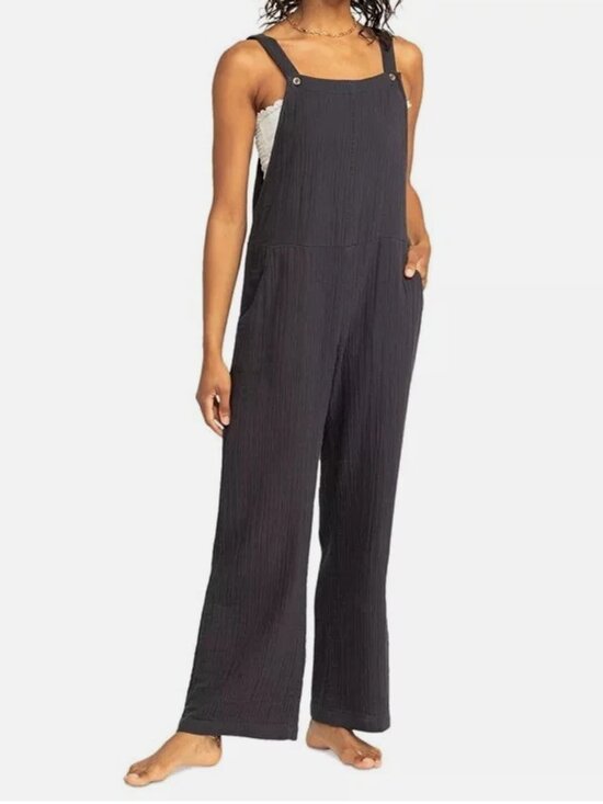 Roxy Pants - Roxy Organic Cotton Jumpsuit, Beachside Dreaming, Phantom, size Medium